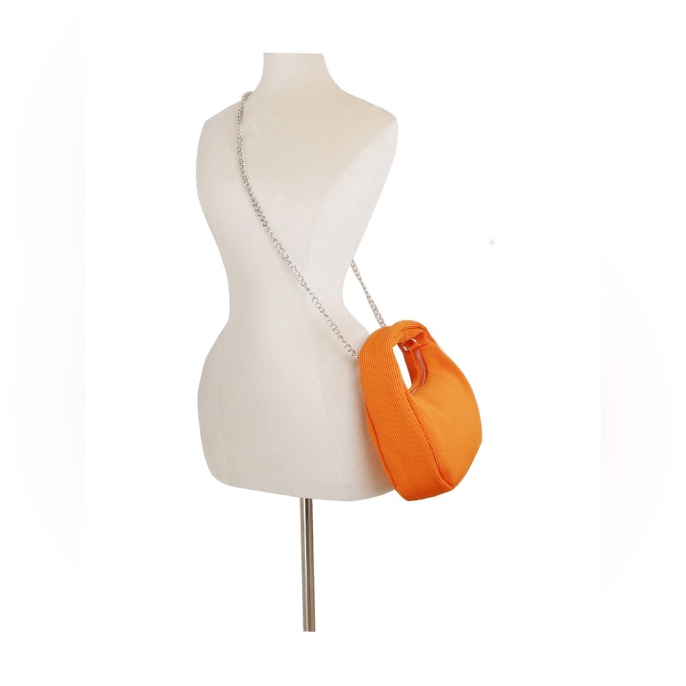 Vibrant Orange Textured Shoulder Bag - Picture 3 of 10